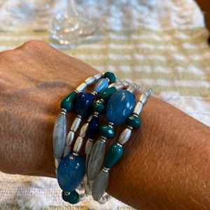 Lia sophia Waterfront genuine mother of pearl stretch bracelets set of 6